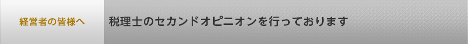 経営者の皆様へ 税理士のセカンドオピニオンを行っております